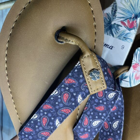 TOMMY BAHAMA Womens Logo Cloth Flip Flops Beach Sandals Blue NWT SIZE 9 - Picture 4 of 6